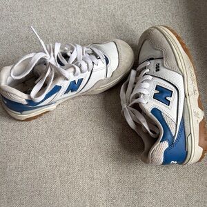 New Balance Kids White and Blue Sneakers